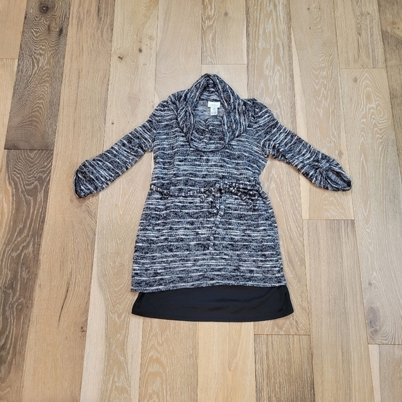 Motherhood Maternity black/white marled cowl neck Tunic size Medium - Picture 2 of 6